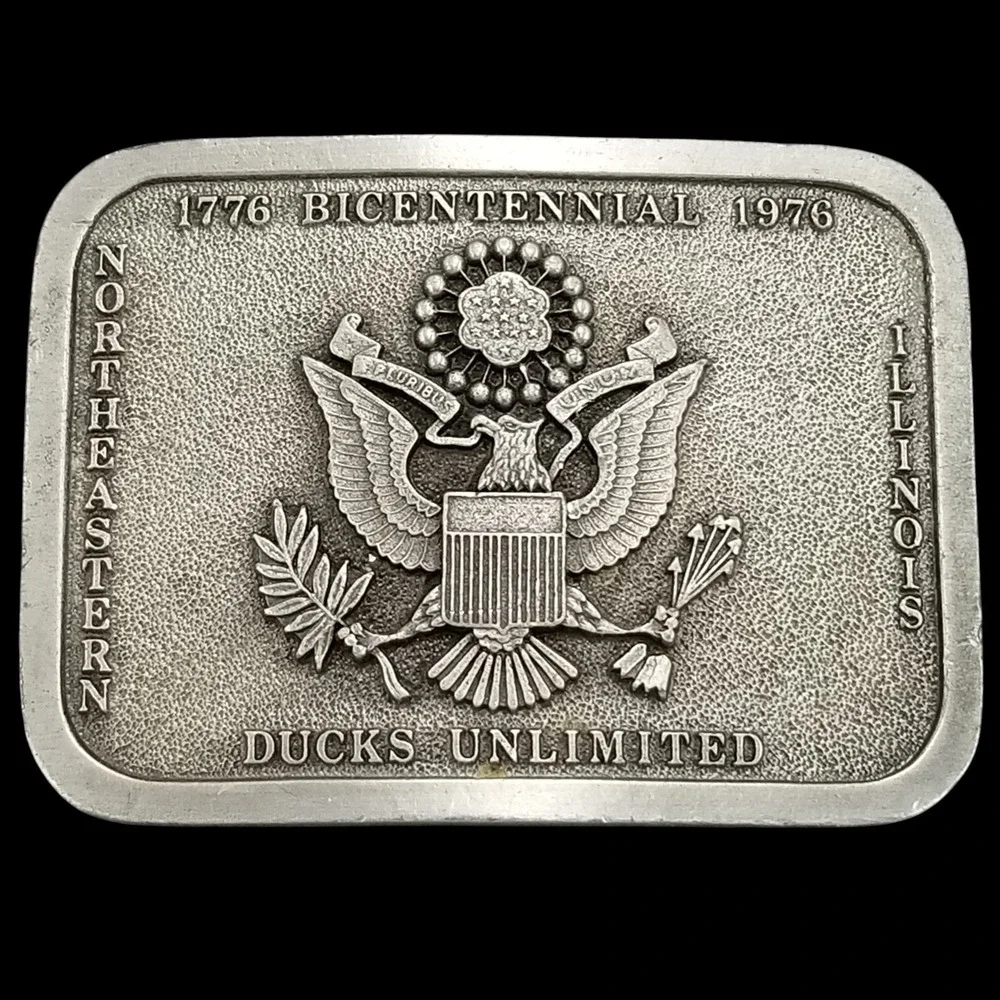 1976 Bicentennial Ducks Unlimited Belt‎ Buckle Illinois Bergamot Brass Works